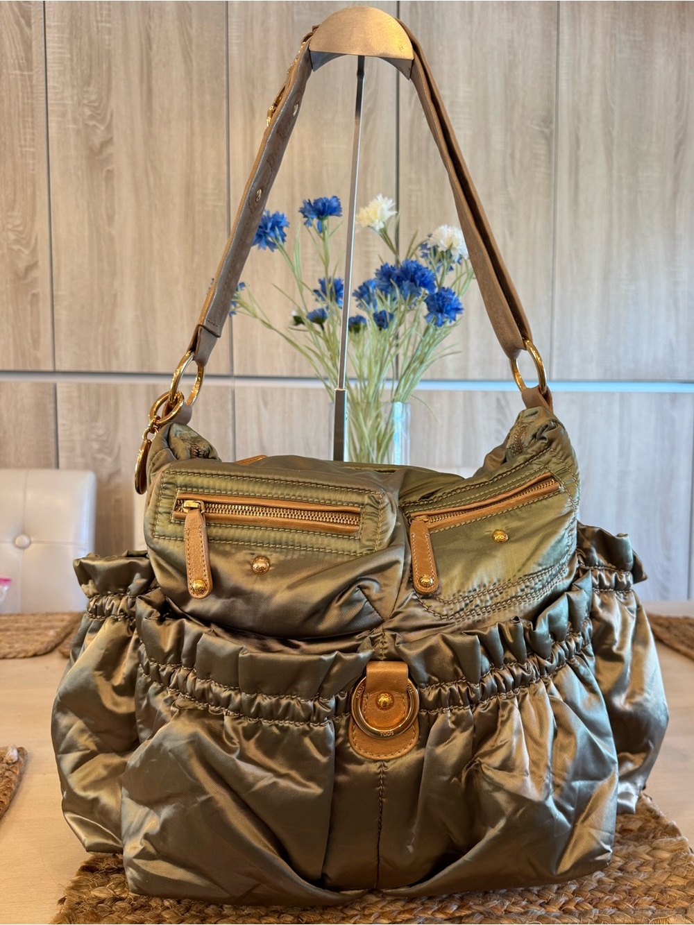 NWOT TODS Pashmy Mummy Hobo Convertible Tote Diaper Bag Moss Green